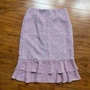 Ann Taylor Womens Multicolor Floral Flounce Mermaid Trumpet Skirt Size 4 Classic